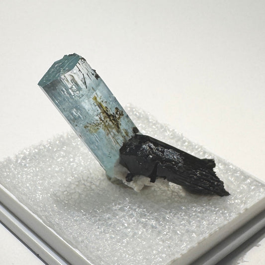 Crystal : Mounted : Natural Aquamarine, Shorl, Feldspar specimen from Namibia