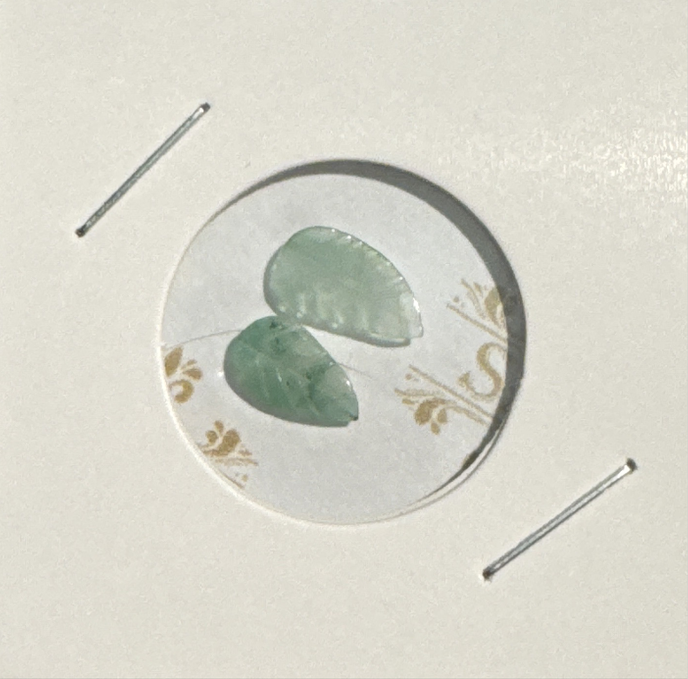 Carved : Leaves, Emerald, Pair, 7 Sizes