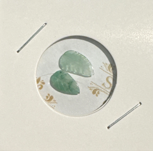 Carved : Leaves, Emerald, Pair, 7 Sizes