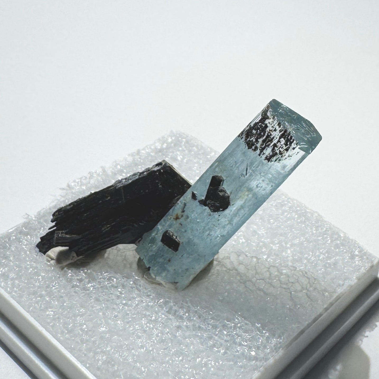 Crystal : Mounted : Natural Aquamarine, Shorl, Feldspar specimen from Namibia