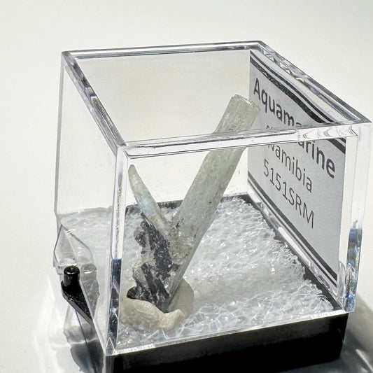Crystal : Mounted : Natural Aquamarine, Shorl, Feldspar specimen from Namibia
