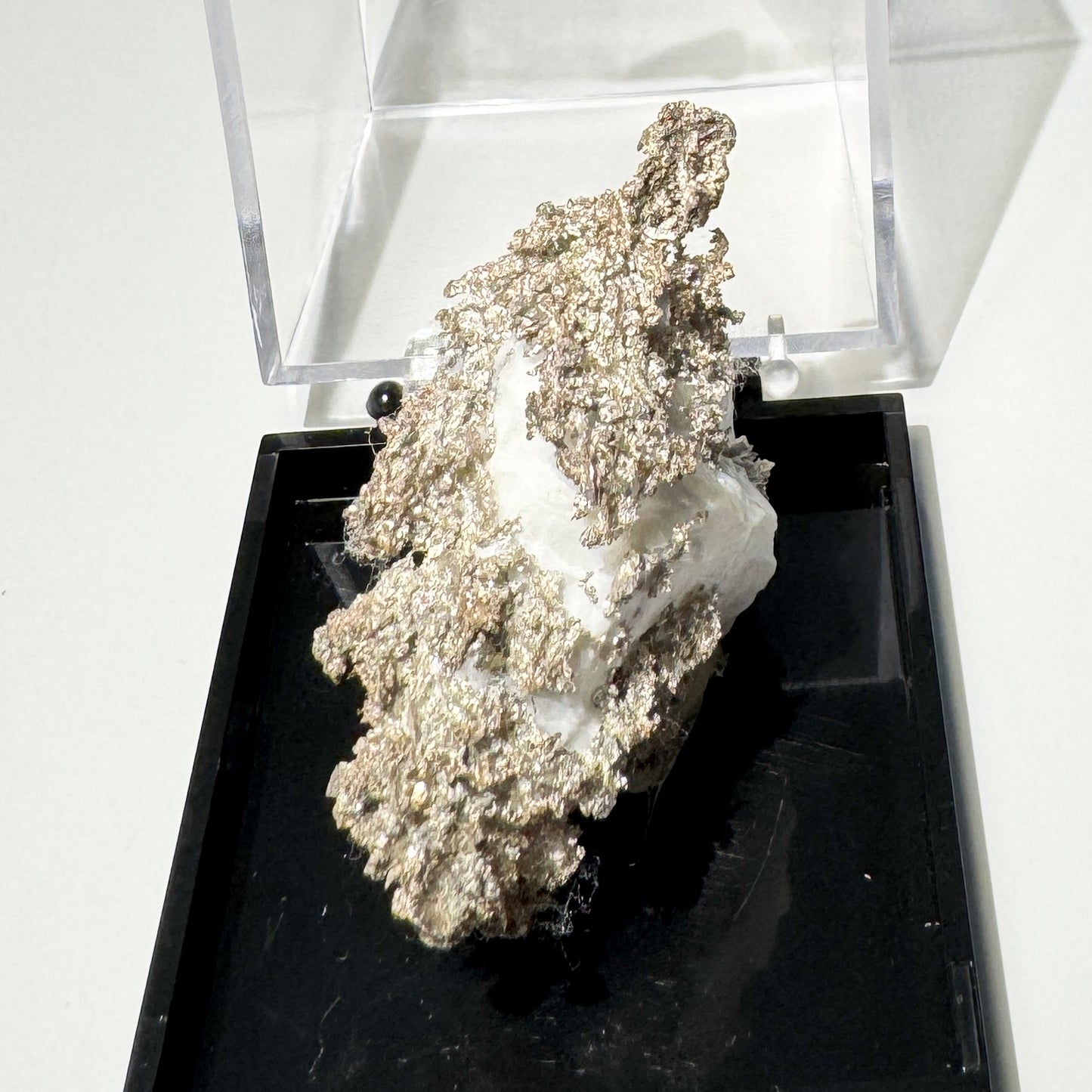 Crystal : Mounted : Native Silver on Calcite Display Specimen
