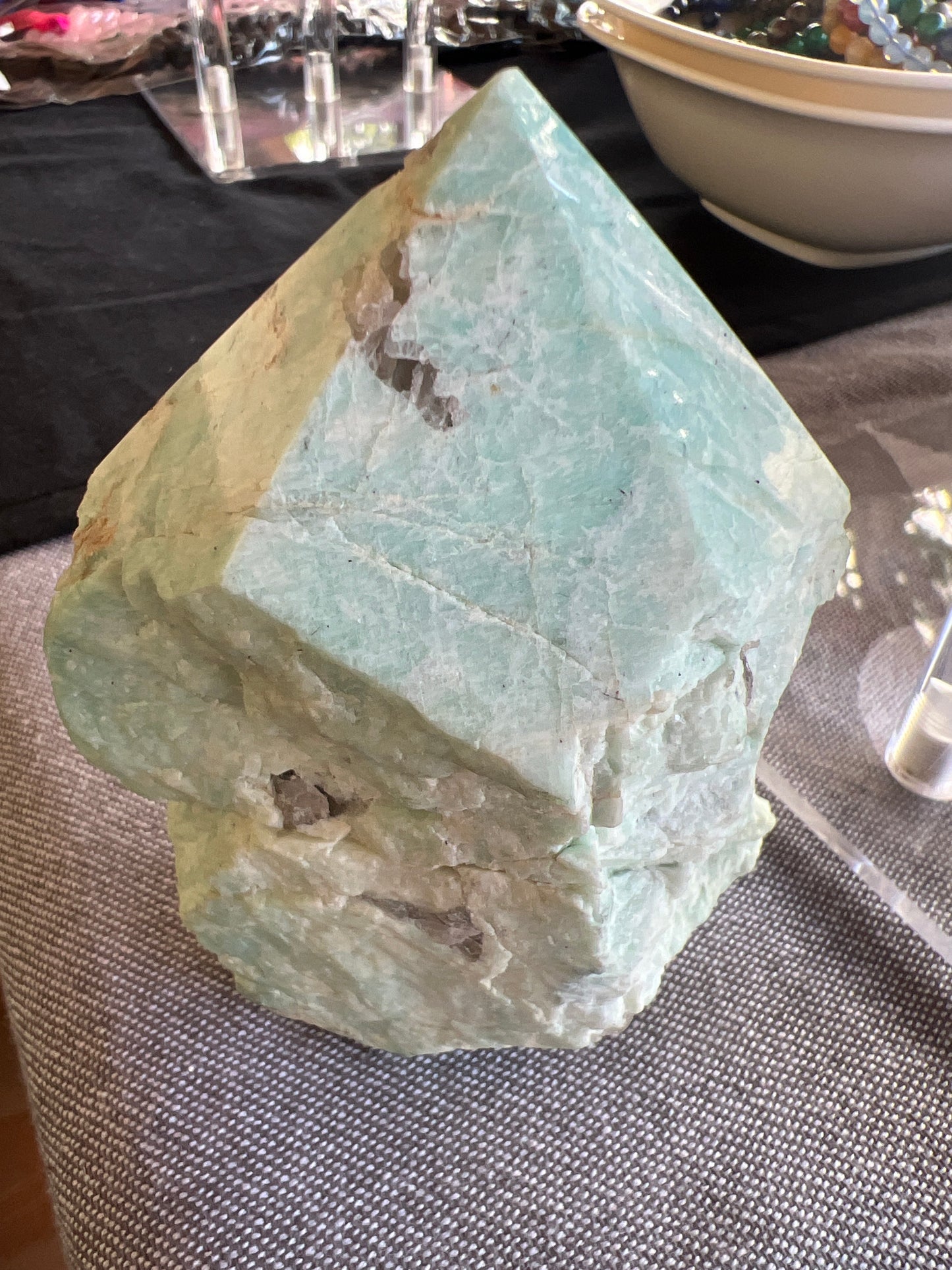 Amazonite with Smoky Quartz Top Polish Point Raw Generator