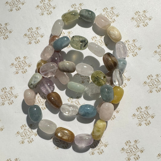 Bracelet : Tumbled Gemstones, Light Tones, ~6½"