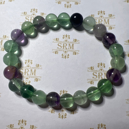 Bracelet : 8mm Rainbow Fluorite, 6½”