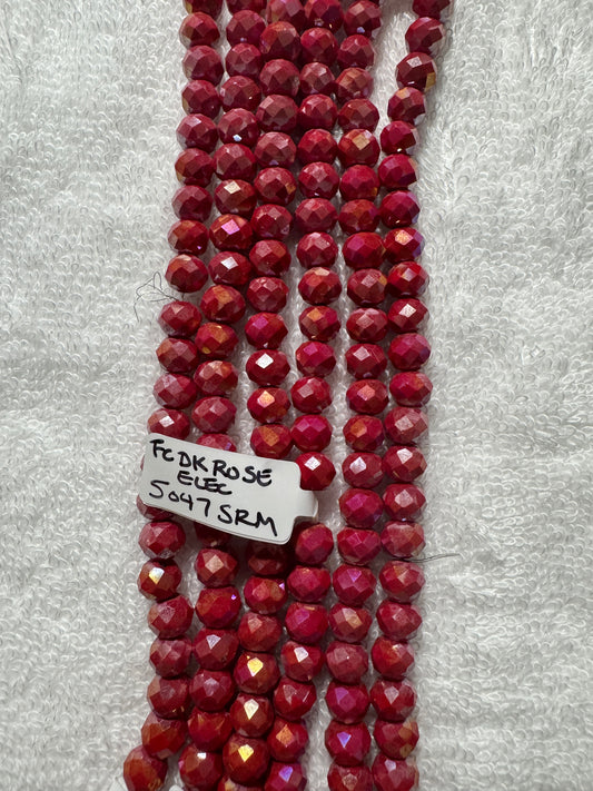 Beads : FC Dark Rose Crystal Electroplated : 8mm