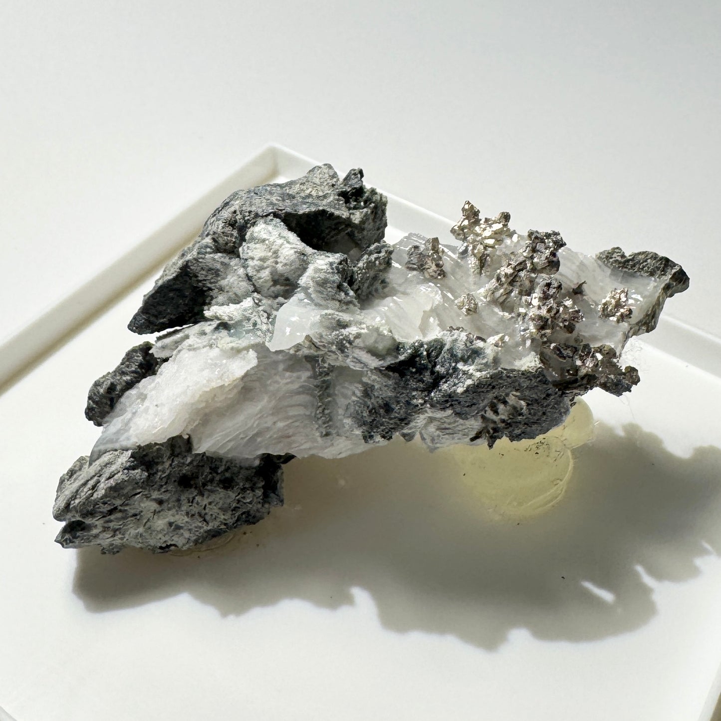 Crystal : Mounted : Native Silver on Calcite Display Specimen