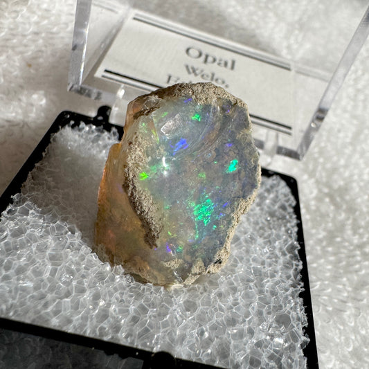 Rough : Mounted : Ethiopian Welo Opal, Nice Fire, 2.30g