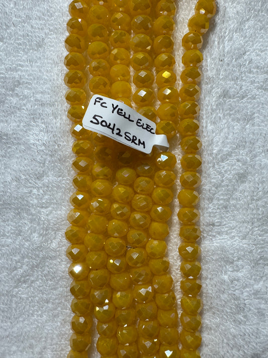Beads : FC Yellow Crystal Electroplated : 8mm