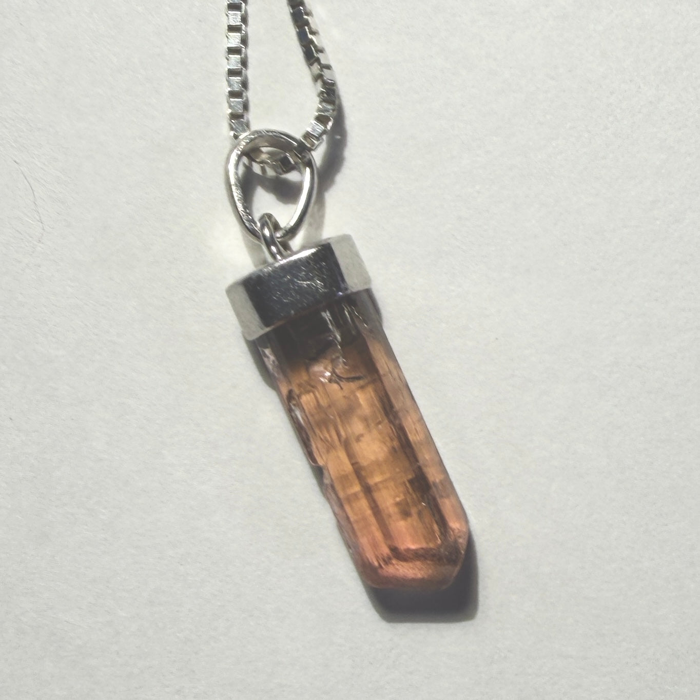 Necklace : Yellow Brown Naturally Terminated Tourmaline Pendant, 2.06gm, Baxao, Sterling Silver