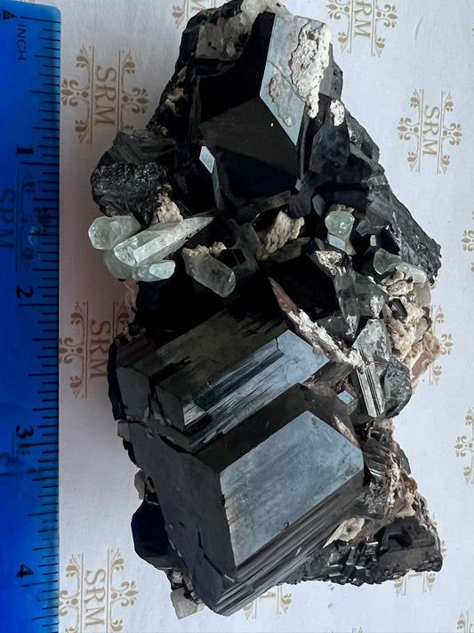 Cluster : Tourmaline with Hyalite and Aquamarine Crystals, ~324g