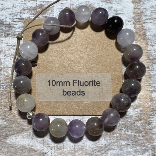 10mm Fluorite bead bracelet