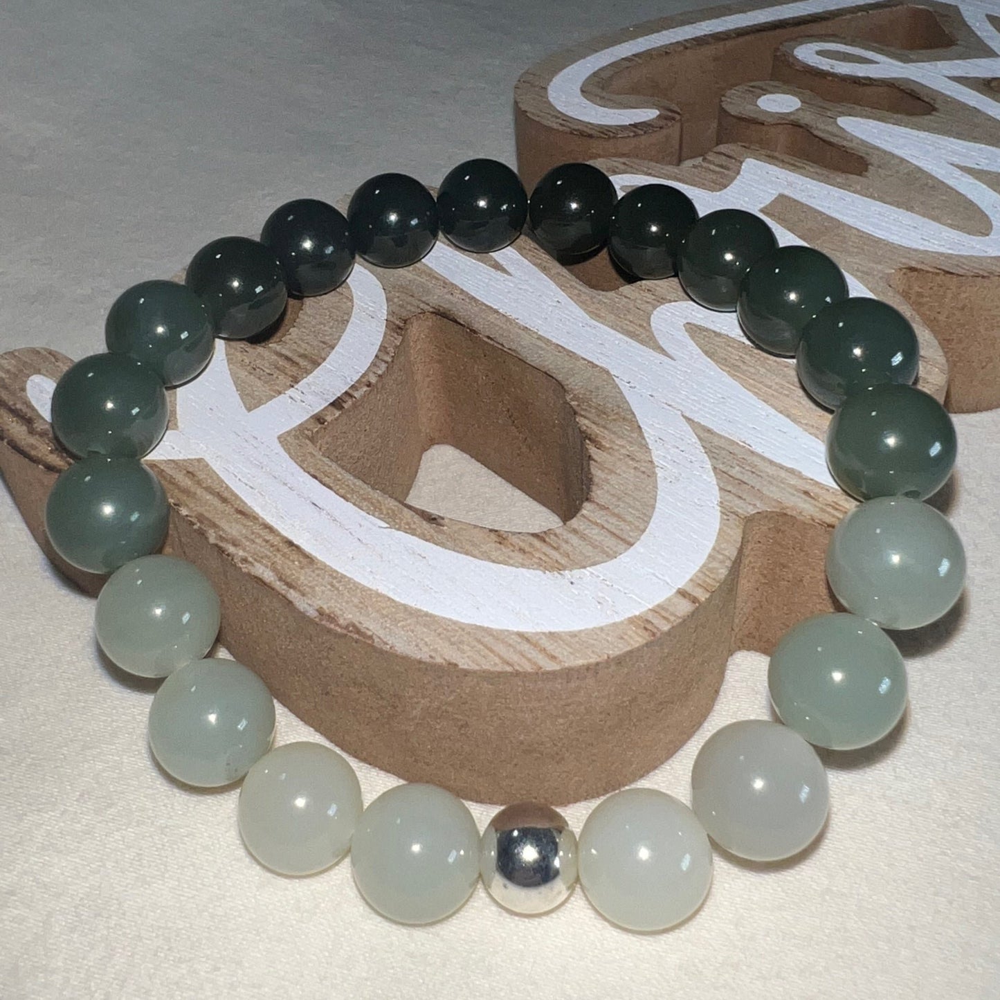 Phases of the Moon Jade Stretch Bracelet 10mm