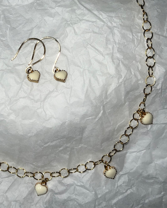 Necklace & Earrings : White Sweetheart Chain Necklace and Earrings