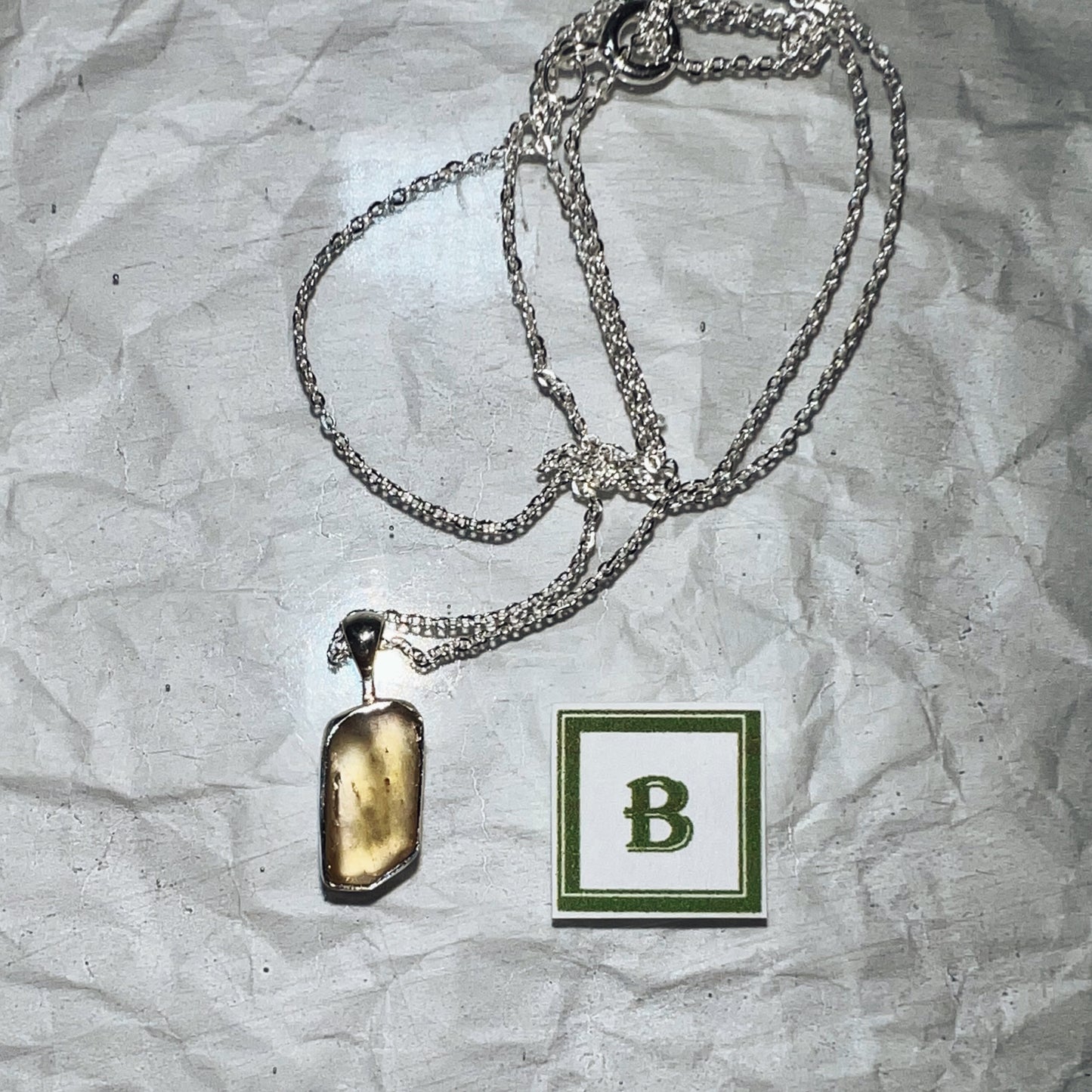 Libyan Desert Glass Tektite Pendant and Chain - Item B