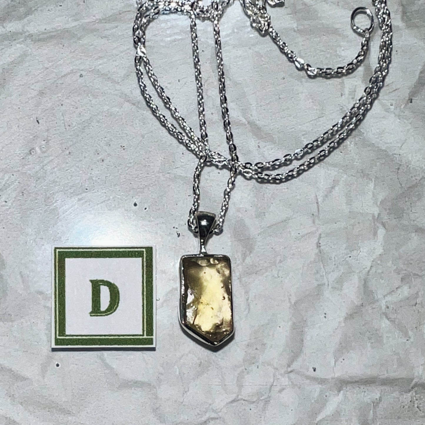 Libyan Desert Glass Tektite Pendant and Chain - Item D