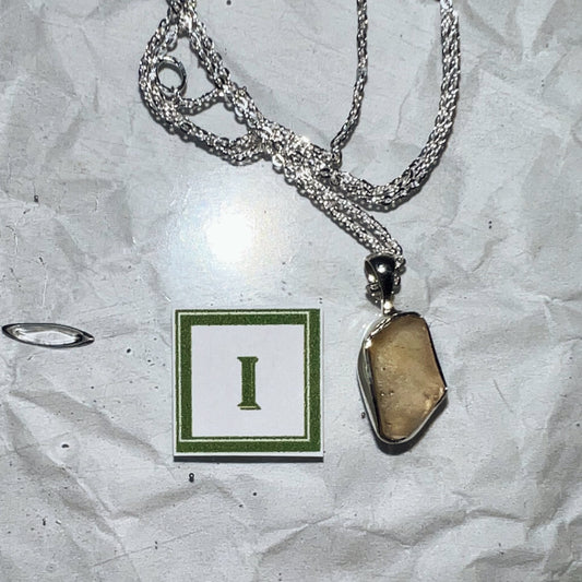 Libyan Desert Glass Tektite Pendant and Chain - Item I