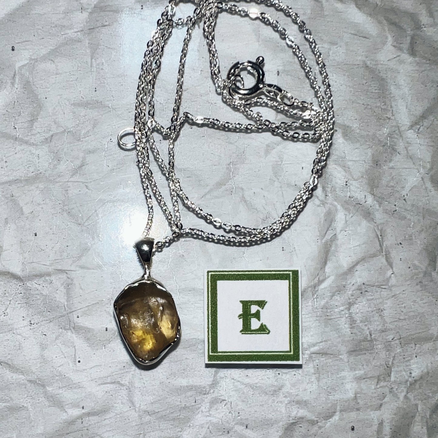 Libyan Desert Glass Tektite Pendant and Chain - Item E