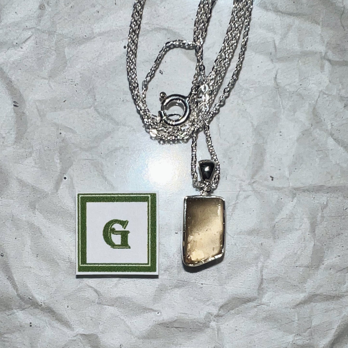 Libyan Desert Glass Tektite Pendant and Chain - Item G