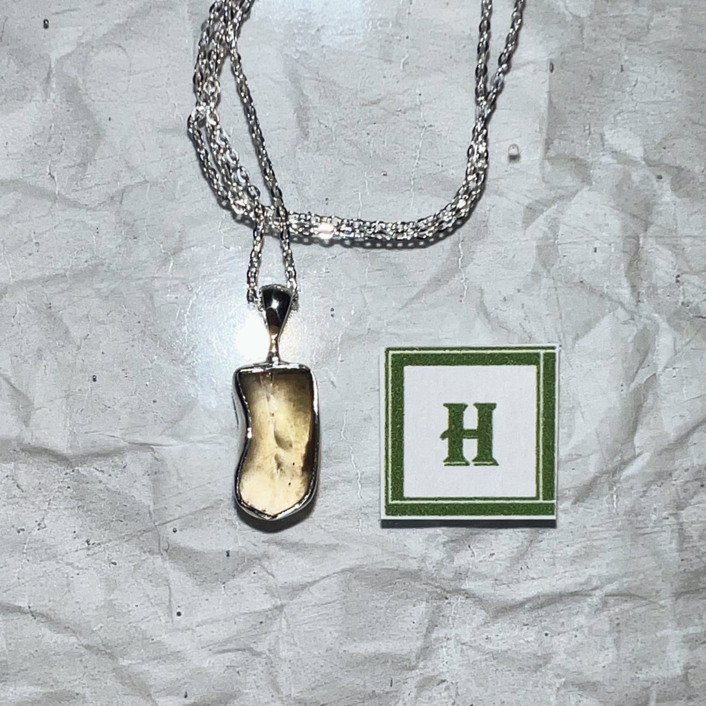 Libyan Desert Glass Tektite Pendant and Chain - Item H