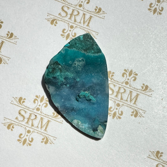 Cab : Chrysocolla Druzy, 34mm x 20mm x 3mm, 27ct