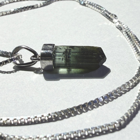 Necklace : Tourmaline Pendant, 1.44gms, Aricanga Brazil, Sterling Silver