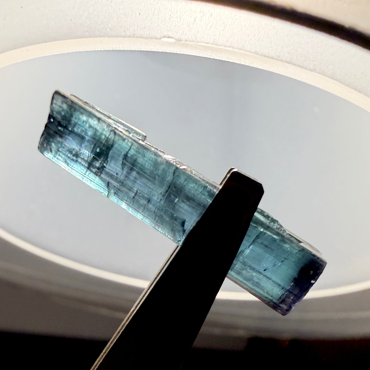 Crystals : Tourmaline, 2 pieces, 3.01g, Blue Green, in petite display box