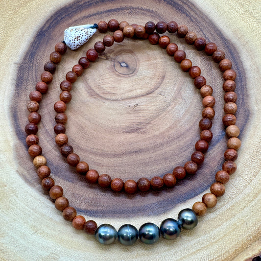 Necklace : ~29" Tahitian Pearl Sandalwood