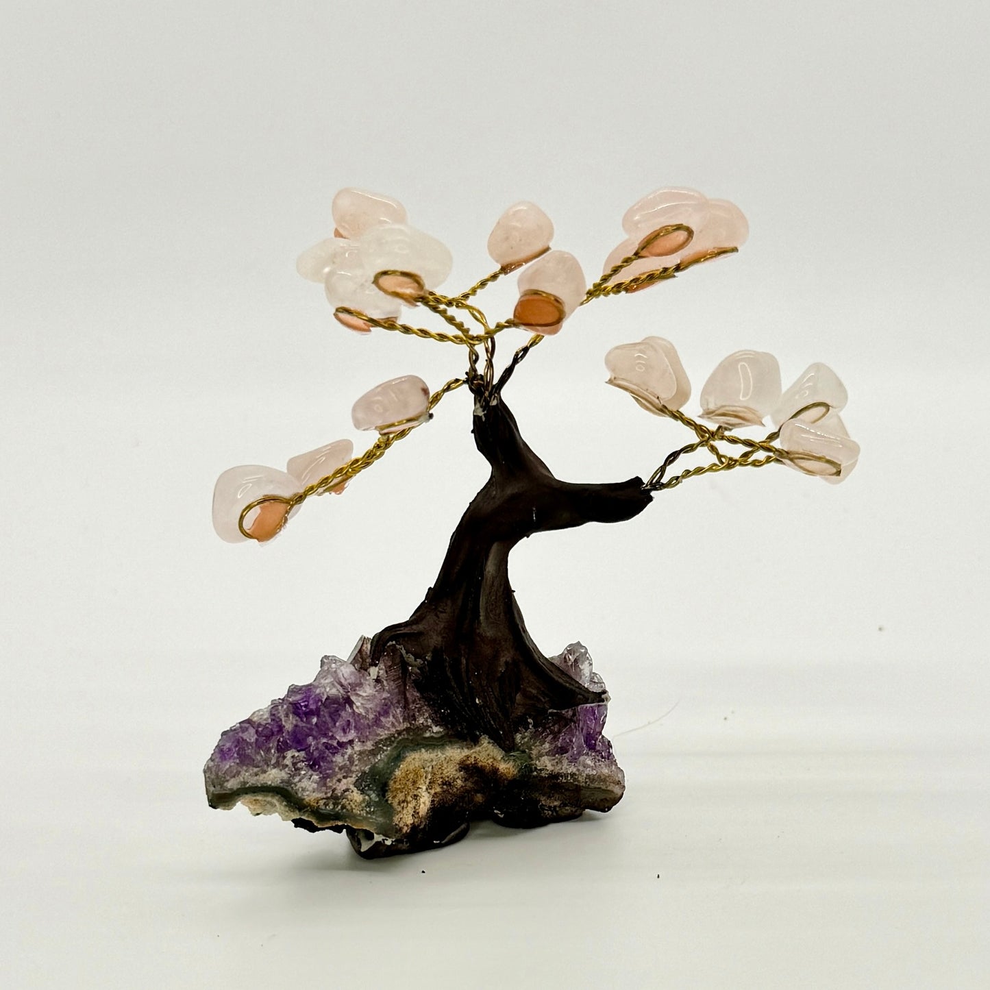 Rose Quartz Tree on Amethyst base, 4"