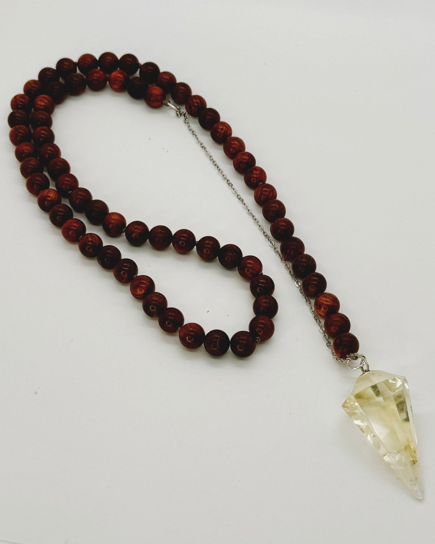 33" Red Sandalwood and Citrine Pendulum necklace