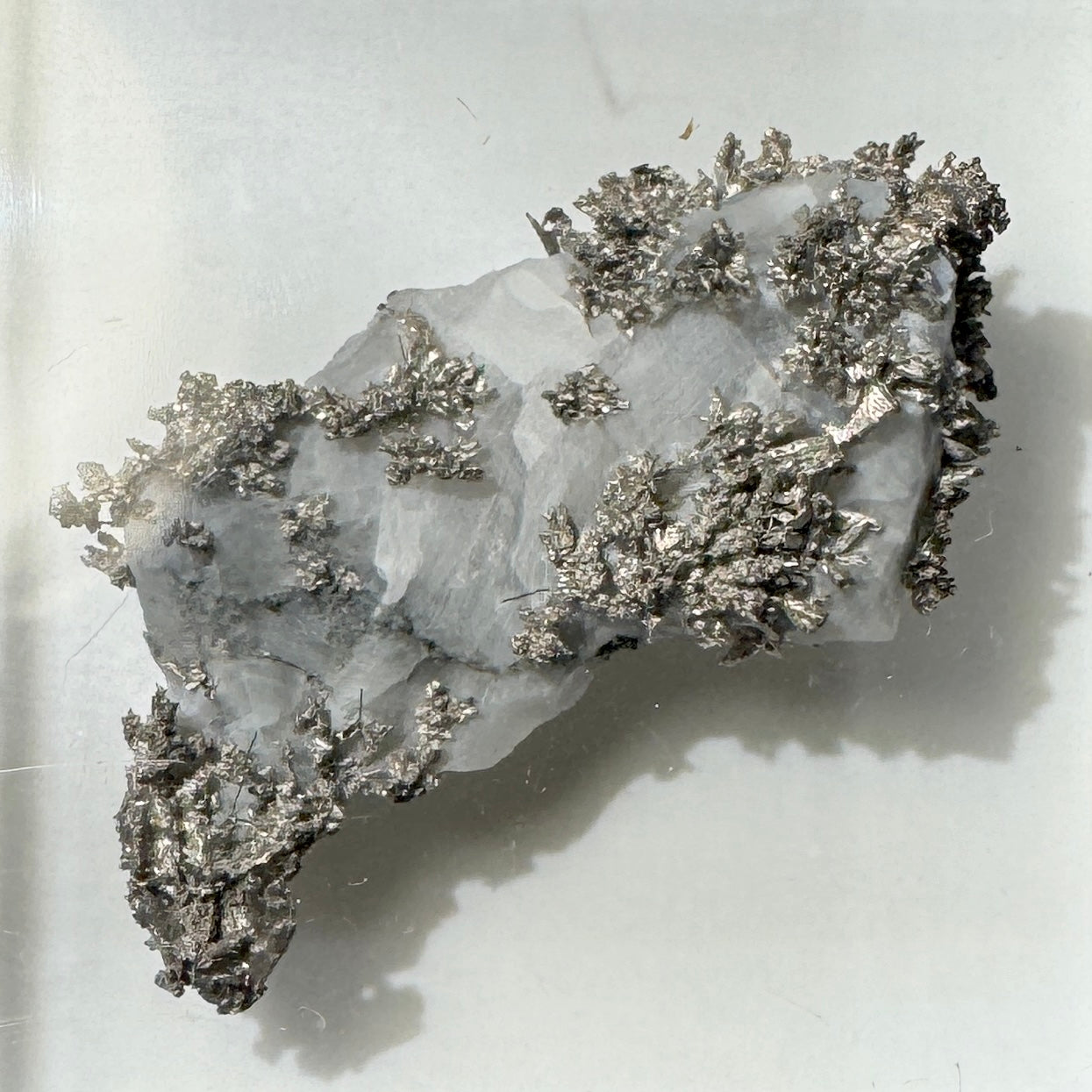 Crystal : Mounted : Native Silver on Calcite Display Specimen