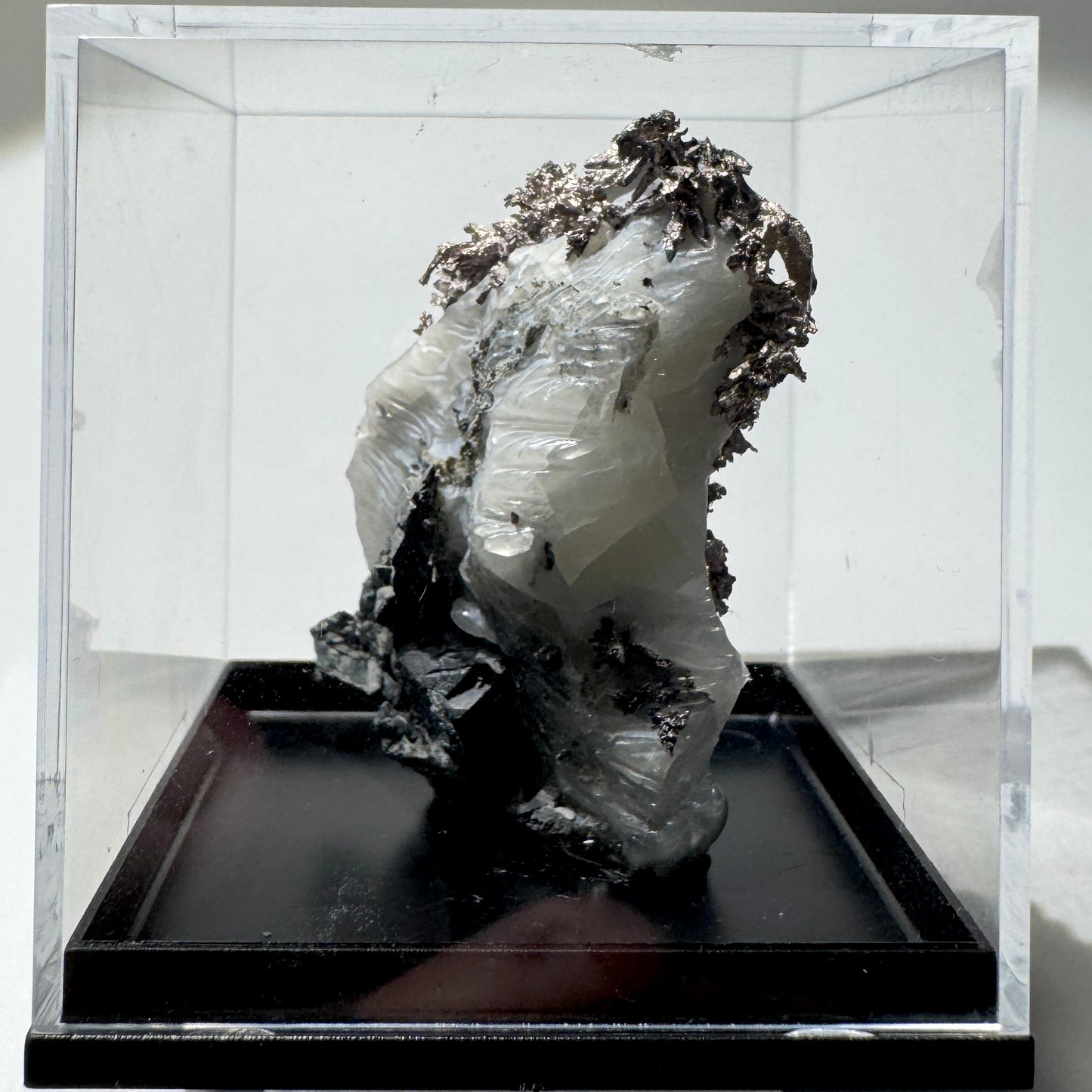 Crystal : Mounted : Native Silver on Calcite Display Specimen