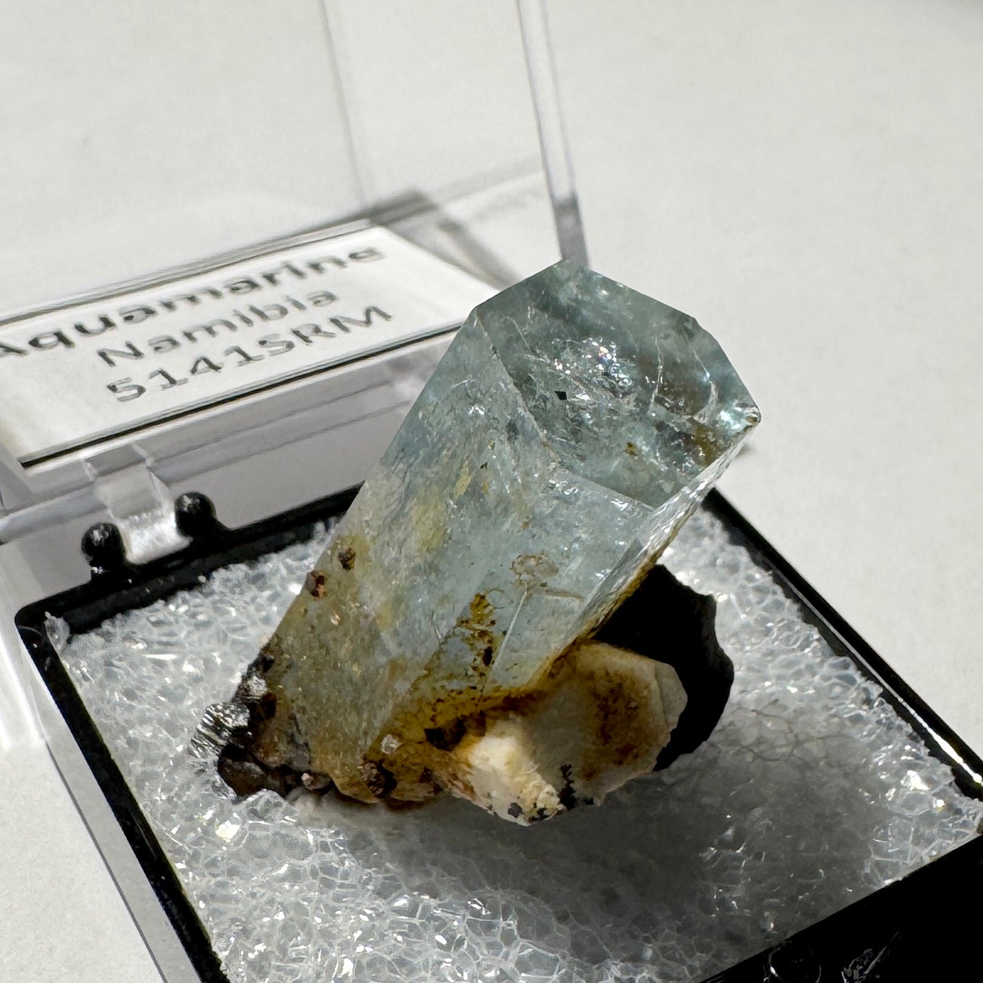 Crystal : Mounted : Natural Aquamarine, Shorl, Feldspar specimen from Namibia
