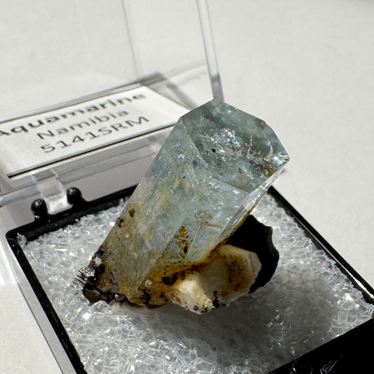 Crystal : Mounted : Natural Aquamarine, Shorl, Feldspar specimen from Namibia