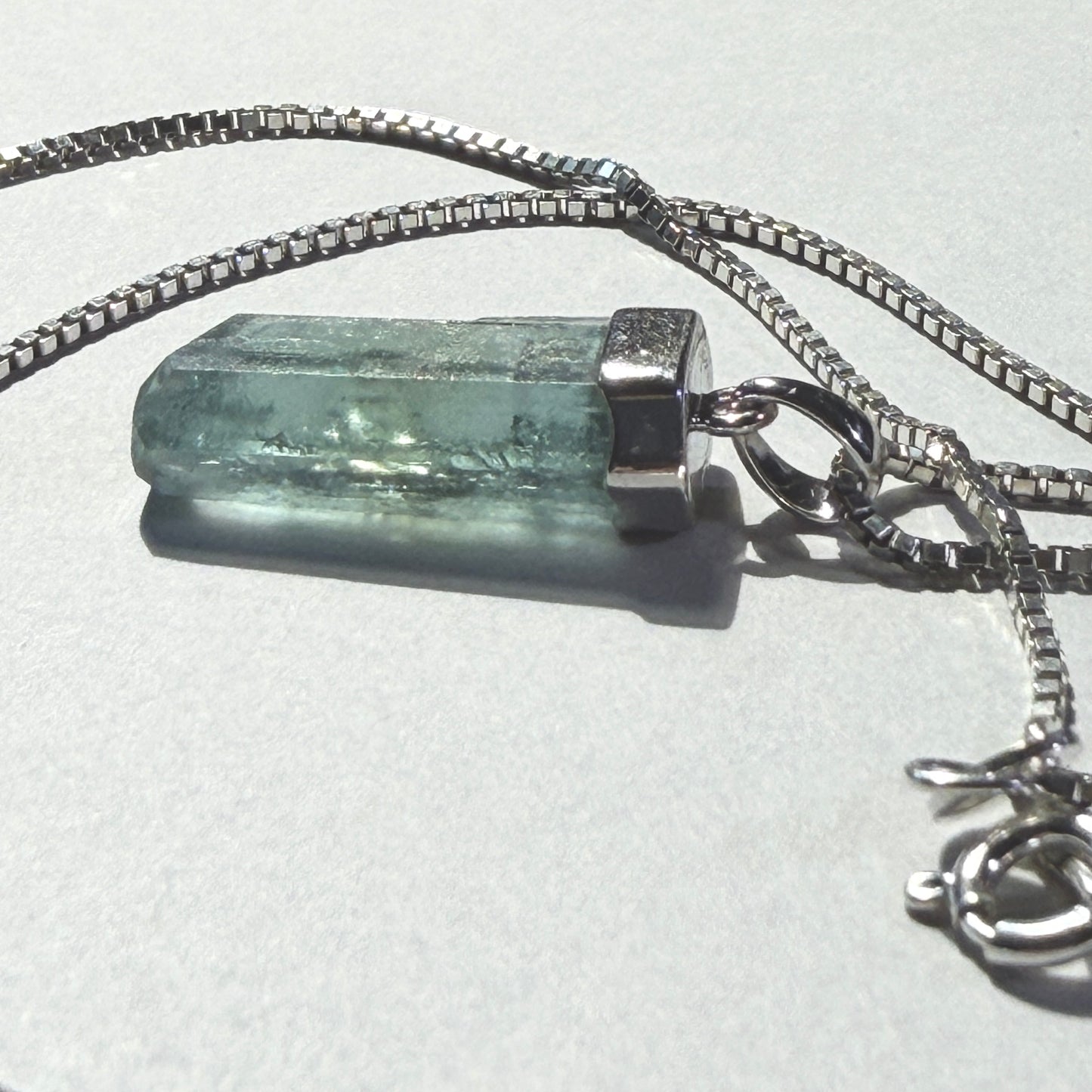 Necklace : Elbaite Tourmaline Pendant, 2.3gms, Piaui Brazil, Sterling Silver