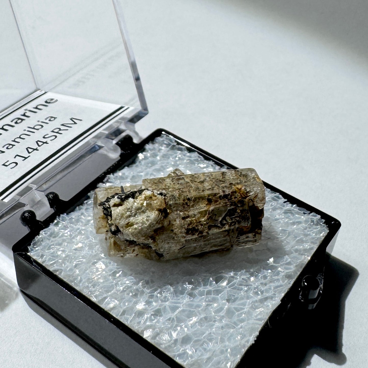 Crystal : Mounted : Natural Aquamarine, Shorl, Feldspar specimen from Namibia