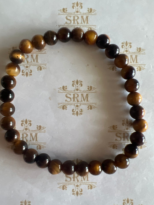Bracelet : 6mm Yellow Tigers Eye : 6¾”