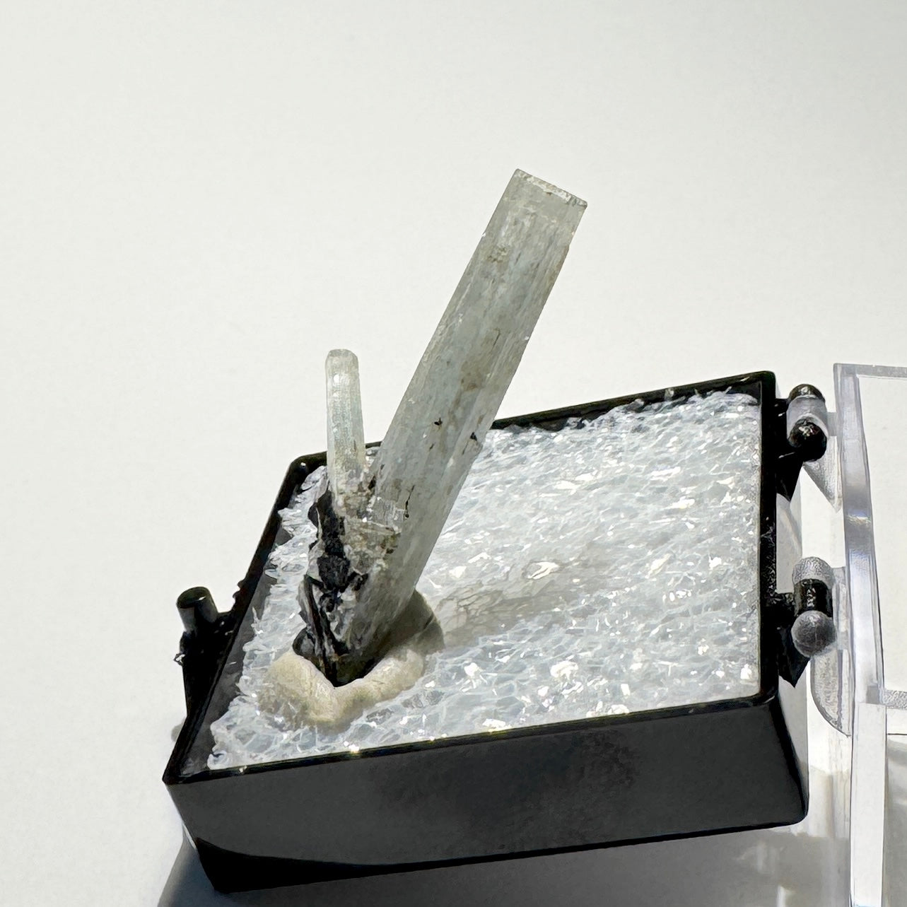 Crystal : Mounted : Natural Aquamarine, Shorl, Feldspar specimen from Namibia