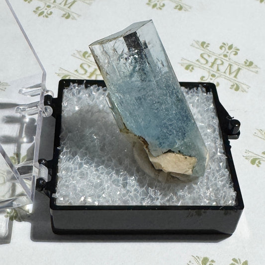 Crystal : Mounted : Natural Aquamarine with Feldspar, Namibia, 7½g