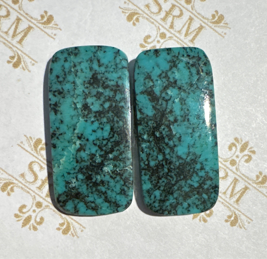 Cab: Turquoise, Rectangle, Pair, 28x14x3 each, 11.5ct each