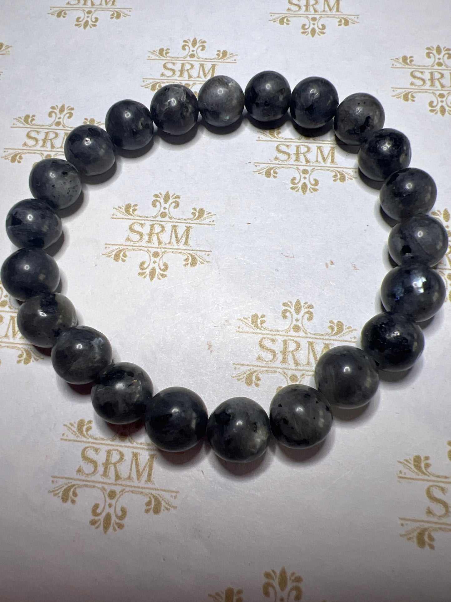 Bracelet : 8mm Larvikite.  6¼”.