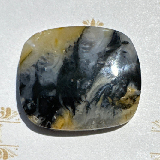 Cab : Agate, Plume Rectangle, 23x26x4, 27ct