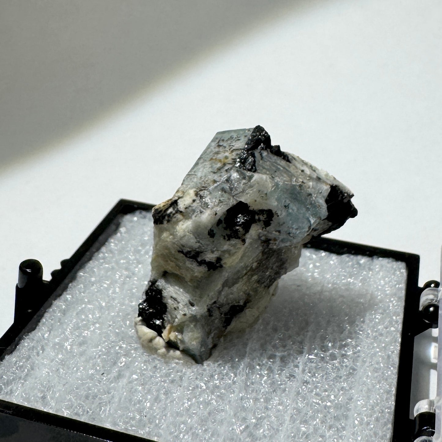 Crystal : Mounted : Natural Aquamarine, Shorl, Feldspar specimen from Namibia