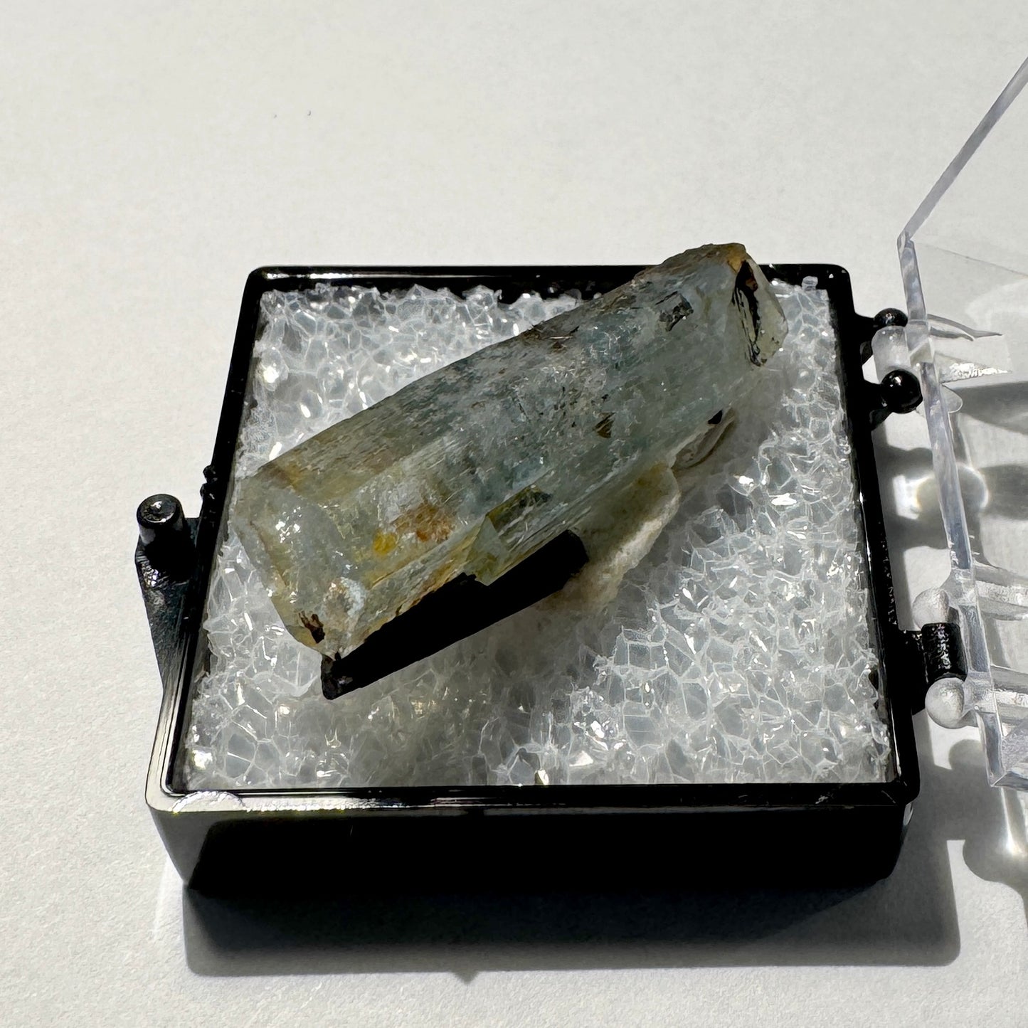 Crystal : Mounted : Natural Aquamarine, Shorl, Feldspar specimen from Namibia, 5g