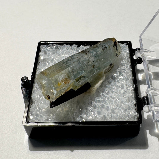 Crystal : Mounted : Natural Aquamarine, Shorl, Feldspar specimen from Namibia, 5g