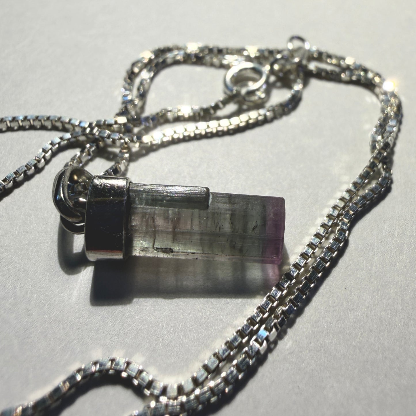 Necklace : Elbaite Tourmaline Pendant, 1.64gms, Paprock Afghanistan, Sterling Silver