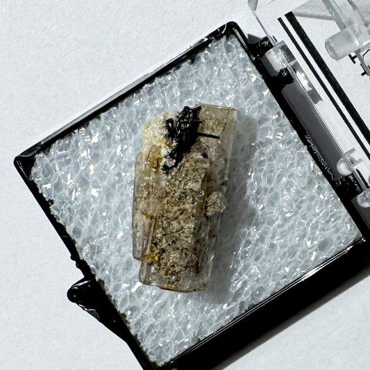 Crystal : Mounted : Natural Aquamarine, Shorl, Feldspar specimen from Namibia
