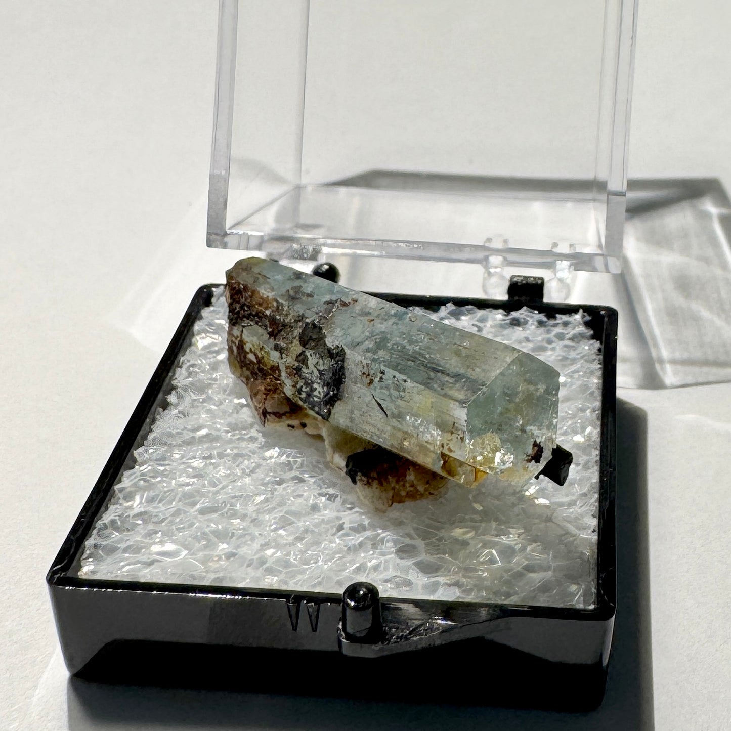 Crystal : Mounted : Natural Aquamarine, Shorl, Feldspar specimen from Namibia, 5g