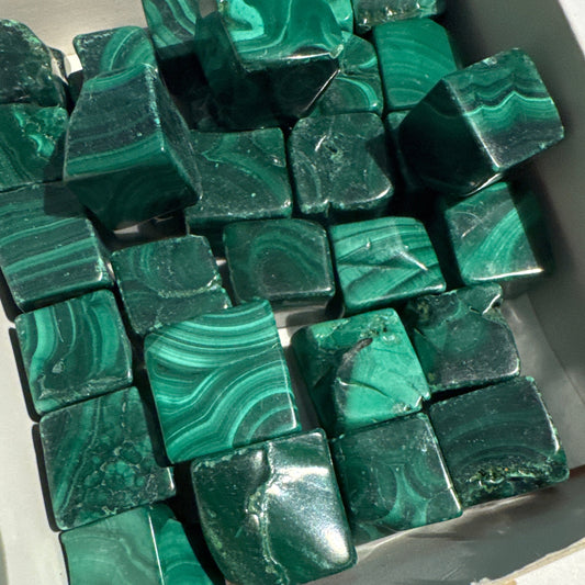 Carved : Malachite Cubes, Polished