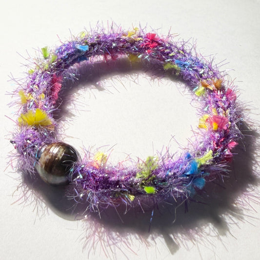 Bracelet : 8½” Feathery Purple/Lilac Shimmer Strands with 14mm Tahitian Pearl